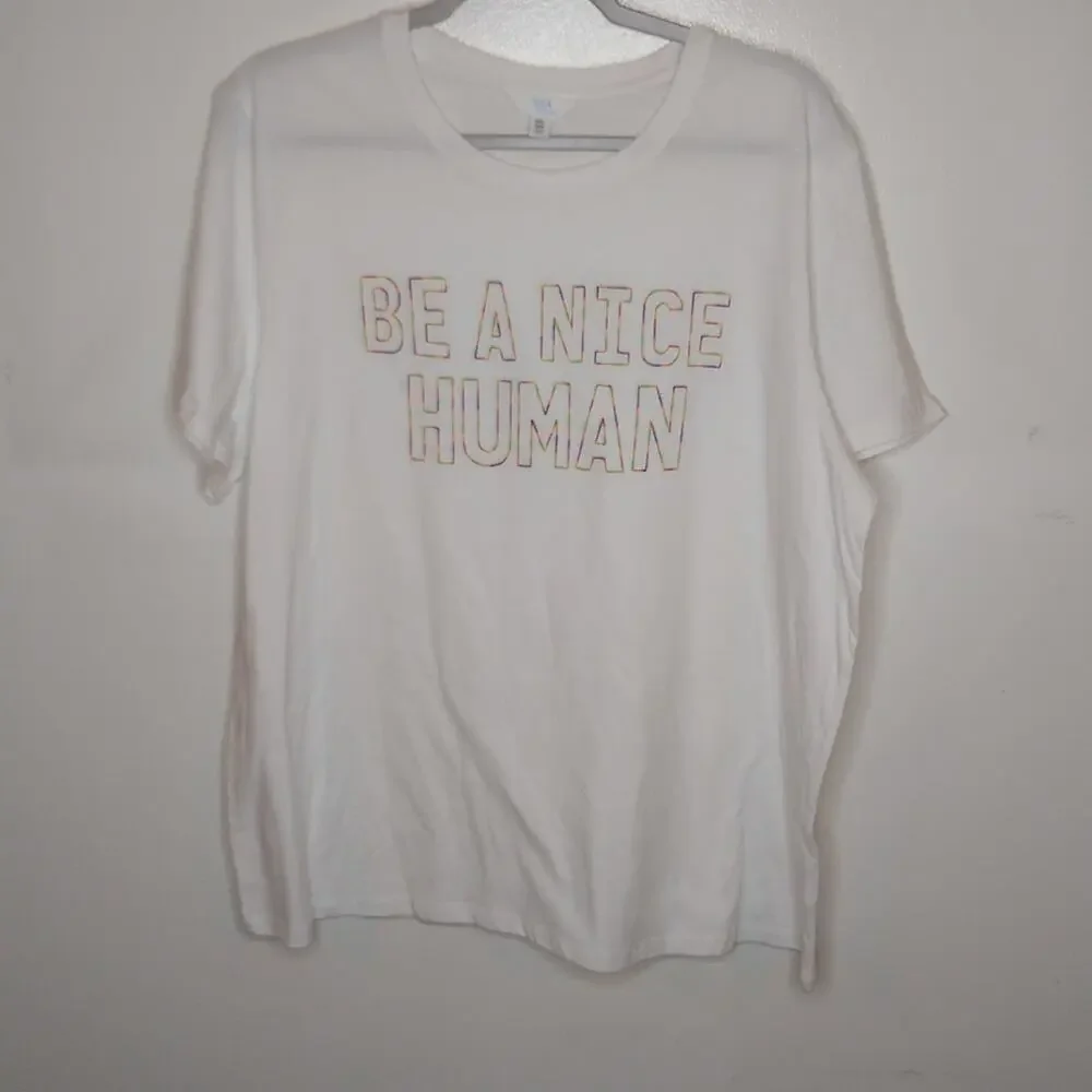 Time and Tru be a nice human being women's size 2X t-shirt.
